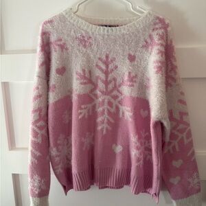 33 Degrees Cozy Pink Snowflake Sweater size Large